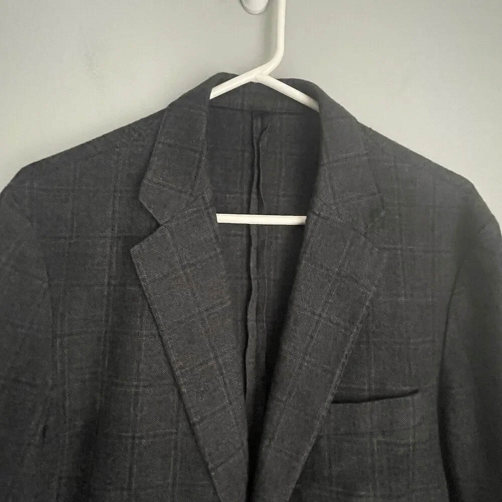 J. Crew Ludlow Blazer Size 40L Long Slim Fit Windowpane Wool Blend Unstructured